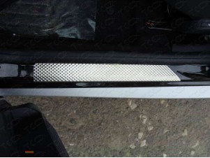 Накладки порогов декоративный лист (комплект 2 шт) для Nissan Terrano № NISTER14-16