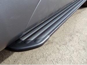 Пороги алюминиевые Slim Line Black для Mitsubishi Pajero 4 № MITPAJ4-07B