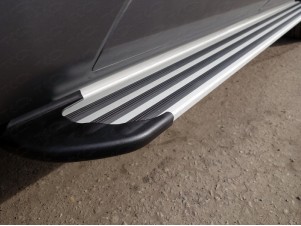 Пороги алюминиевые Slim Line Silver для Mitsubishi Pajero 4 № MITPAJ4-07S